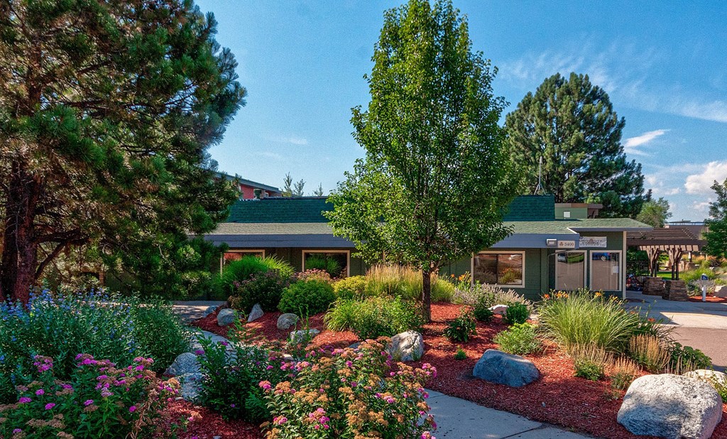 Garden view at University Village Apartments, Colorado Springs, Colorado