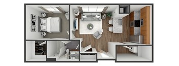 1 bedroom 1 bath floor plan A at The View at Old City, Philadelphia, PA, 19106
