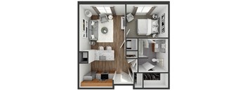 1 bedroom 1 bath floor plan at The View at Old City, Pennsylvania, 19106