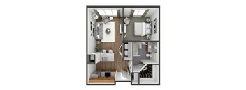 1 bedroom 1 bath floor plan H at The View at Old City, Philadelphia, 19106