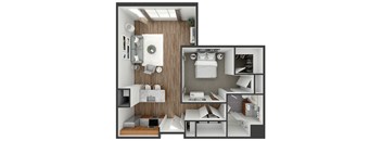 1 bedroom 1 bath floor plan A9 at The View at Old City, Philadelphia, 19106