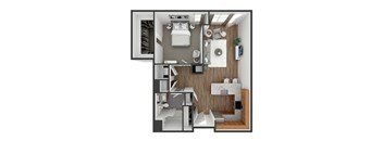 1 bedroom 1 bath floor plan A8 at The View at Old City, Philadelphia, PA