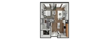 1 bedroom 1 bath floor plan Y at The View at Old City, Pennsylvania, 19106