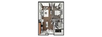 1 bedroom 1 bath floor plan Z at The View at Old City, Philadelphia, PA, 19106