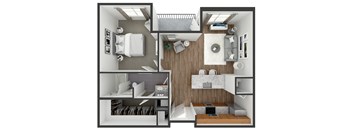 1 bedroom 1 bath floor plan A4 at The View at Old City, Philadelphia