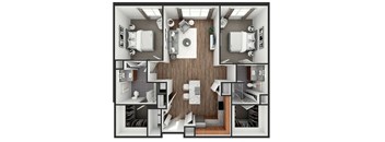 2 bedroom 2 bath floor plan Eat The View at Old City, Philadelphia, Pennsylvania