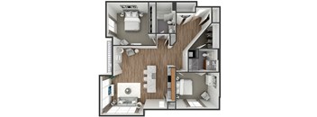2 bedroom 2 bath floor plan A at The View at Old City, Pennsylvania