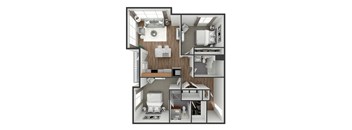 2 bedroom 2 bath floor plan B at The View at Old City, Philadelphia, PA, 19106
