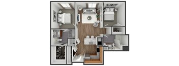 2 bedroom 2 bath floor plan  at The View at Old City, Philadelphia