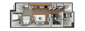 1 bedroom 1 bath floor plan N at The View at Old City, Philadelphia, 19106