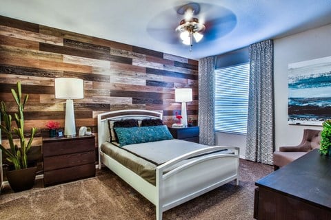 Bedroom with Ceiling Fan at Villa Serena, Henderson