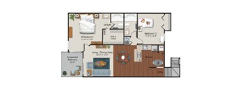 2 Bedrooms and 2 Bathrooms Floor Plans B at Water's Edge Apartments, Sunrise, 33351