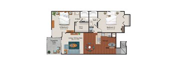 2 Bedrooms and 2 Bathrooms Floor Plans C at Water's Edge Apartments, Sunrise, Florida