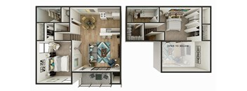 2 bedroom 2 bath floor plan A at Whisper Lake Apartments, Florida, 32792