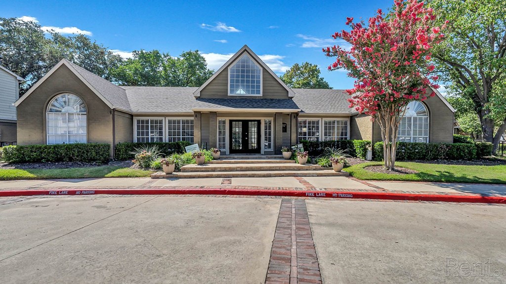 Clubhouse Building Exterior at The Willows on Rosemeade, Dallas, Texas