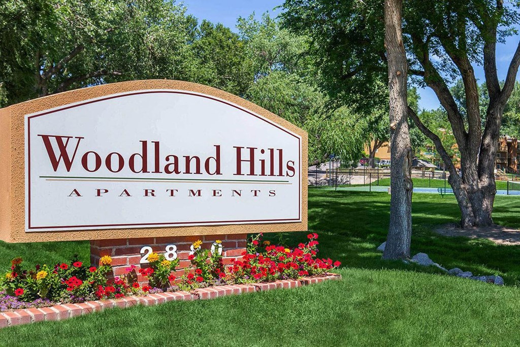 Property Signage at Woodland Hills Apartments, Colorado Springs, Colorado