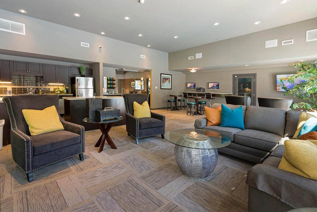 Posh Lounge Area In Clubhouse at Woodland Hills Apartments, Colorado, 80918