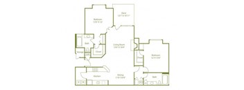 2 Bed 2 Bath Floor Plan at Wynfield Trace, Peachtree Corners, GA