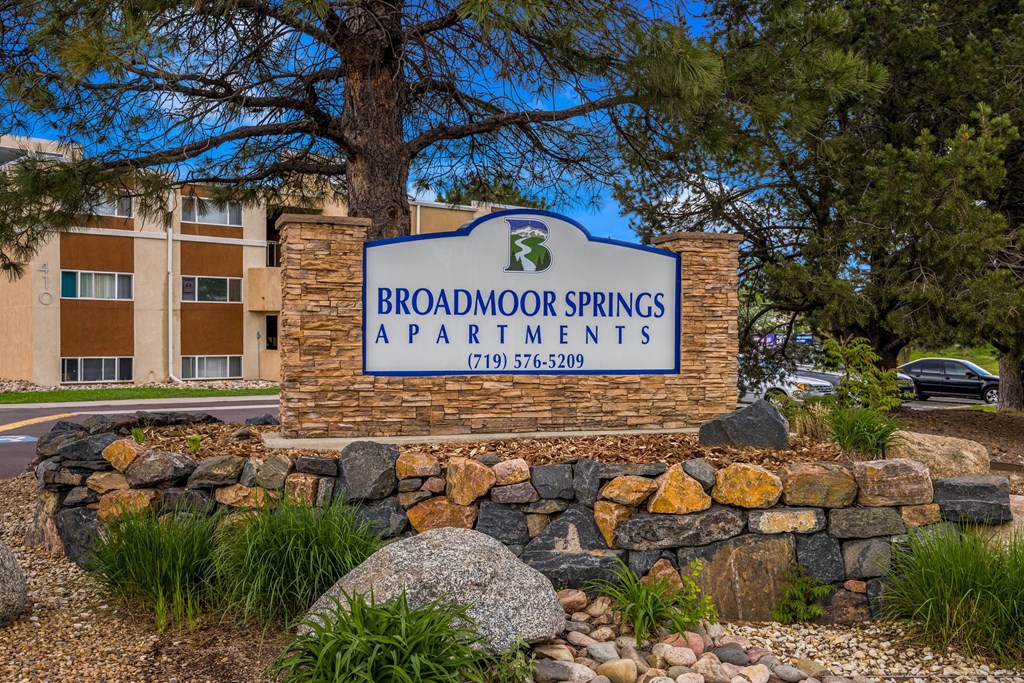 a sign that says broadmoor springs apartments at Broadmoor Springs, Colorado Springs, CO, 80906