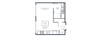S1 Studio Floor Plan Layout at Riverwalk Apartments, Lawrence, Massachusetts