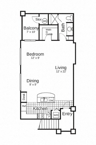 Studio Floor Plan at Sweetwater At Metro North, Phoenix, 85029