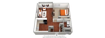 1 bedroom 1 bath floor plan at University Village Apartments, Colorado Springs, CO