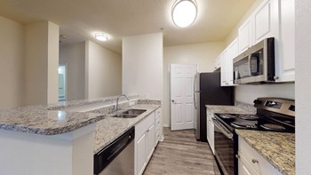 Modern Kitchen With Custom Cabinet Modern Kitchen With Custom Cabinet at The Arbor Walk Apartments, Florida - Photo Gallery 2