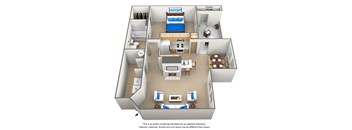 1 bedroom 1 bathroom floor plan at Bridford Lake Apartments, Greensboro, NC