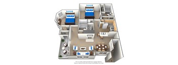 2  bedroom 2 bathroom floor plan at Bridford Lake Apartments, Greensboro, North Carolina