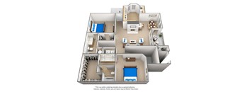 2  bedroom 2 bathroom floor plan A at Bridford Lake Apartments, Greensboro