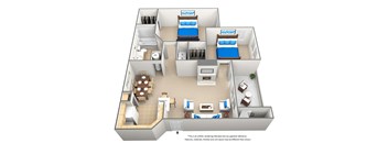 2  bedroom 1 bathroom floor plan at Bridford Lake Apartments, Greensboro, 27407
