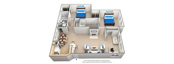 3  bedroom 2 bathroom floor plan at Bridford Lake Apartments, North Carolina