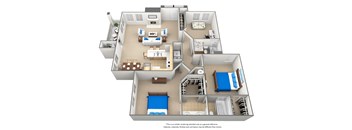 3  bedroom 3 bathroom floor plan at Bridford Lake Apartments, North Carolina, 27407