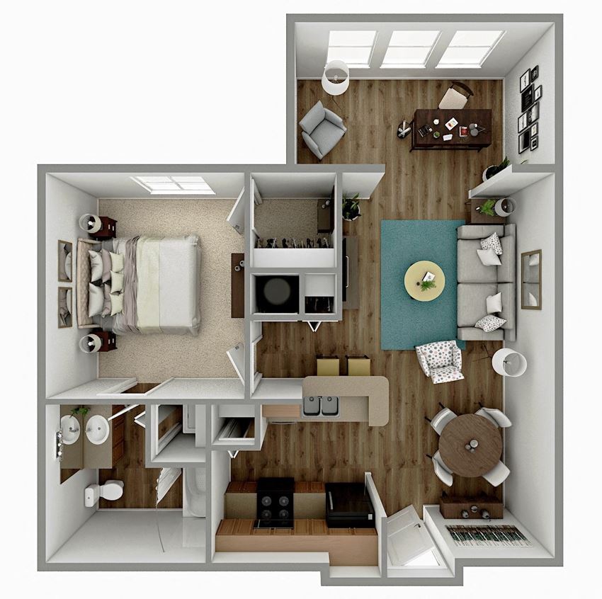 A2 - 1 Bedroom 1 Bath with Sunroom Floorplan Image A2 - 1 Bedroom 1 Bath with Sunroom Floorplan Image