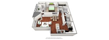 1 bedroom 1 bathroom floor plan B at The Glen at Highpoint, Dallas
