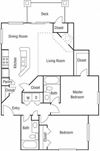 B1 - 1 Bedroom 1 Bath Floorplan Image 1,002 Sq. Ft.