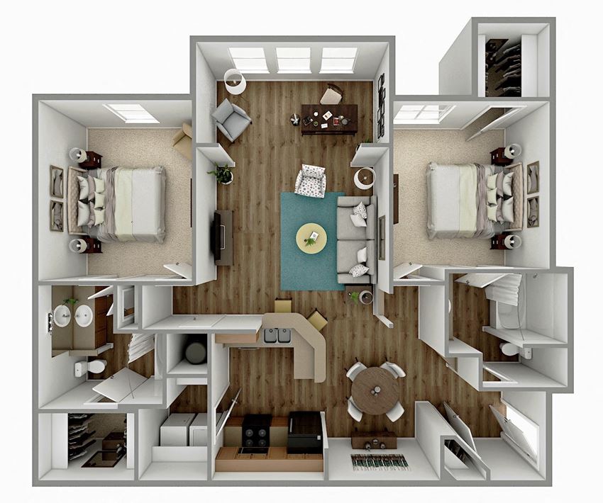 B2 - 2 Bedroom 2 Bath Floorplan Image B2 - 2 Bedroom 2 Bath Floorplan Image