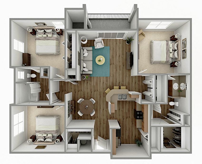 C1 - 3 Bedroom 2 Bath Floorplan Image C1 - 3 Bedroom 2 Bath Floorplan Image