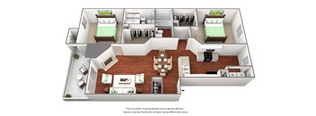 2 bedroom 2 Bath floor plan B3 at The Glen at Highpoint, Dallas, TX