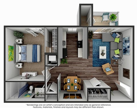 1 Bed 1 Bath Floor Plan at 2900 Lux Apartment Homes, Las Vegas, NV