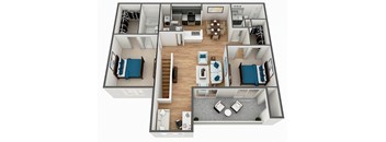 2 bedroom 2 bath floor plan A at The Parkway at Hunters Creek, Florida