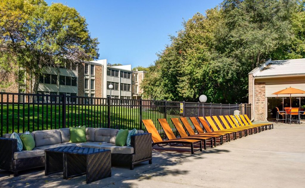 poolside loungers at Glen at Burnsville, Minnesota
