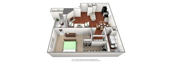 1 bedroom 1 bathroom floor plan A at The Glen at Highpoint, Dallas, Texas