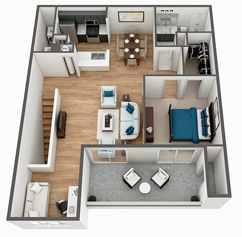 1 bedroom 1 bath floor plan A at The Parkway at Hunters Creek, Orlando, Florida