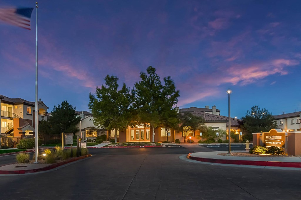 Twilight Photo of the Leasing Office at Broadstone Towne Center, Albuquerque, New Mexico