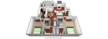 2 bedroom 2 bathroom floor plan  A at The Glen at Highpoint, Dallas, TX, 75243