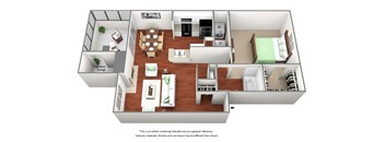 1 bedroom 1 bathroom floor plan C at The Glen at Highpoint, Texas
