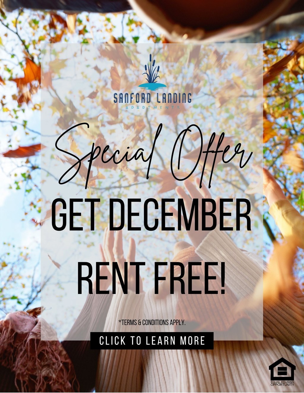 A promotional image for a special offer to get December rent free.