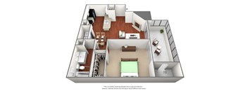 1 bedroom 1 bathroom floor plan at The Glen at Highpoint, Dallas, 75243