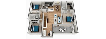 3 bedroom 2 bath floor plan at The Parkway at Hunters Creek, Orlando, FL, 32837